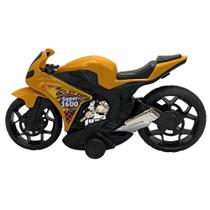 Moto Esportiva De Brinquedo Rodas Largas Com Fricção Amarelo