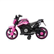 Moto Infantil Motorizada Usb Música Rodinhas Apoio Rosa