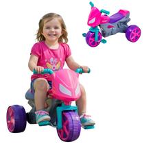 Moto Infantil Rider Roxo Menina Triciclo Pedal Passeio Rosa