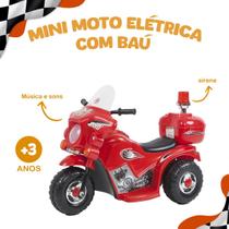 Moto Motinha Motocicleta Elétrica Infantil Com Baú 6V Música Luz e Som Suporta Até 25kg