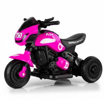 Moto Motinho Elétrico Menino Triciclo Infantil Race Rosa 6v Com Sons E Luzes
