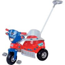 Moto Motoca Triciclo Infantil Tico Tico Velo Toys c/ Empurrador c/ Capacete - Vermelho / Azul - Magi