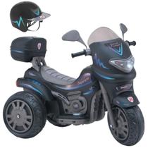 Moto Motocicleta Elétrica Infantil Sprint Preto com Azul 12v