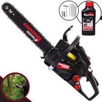 Moto Serra À Gasolina Kawashima KCS-400E 37cc Alta Potência e Rotação Motosserra Com Carcaça de Alumínio, Sistema Antivibração e Sabre 16' + 1 ÓLEO TOYAMA FG50 2 TEMPOS Moto Serra À Gasolina Kawashima KCS-400E 37cc Alta Potência e Rotação Motosserra Com Carcaça de Alumínio, Sistema Antivibração e Sabre 16' + 1 ÓLEO TOYAMA FG50 2 TEMPOS