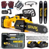 Moto Serra Elétrica 12 Polegadas 300mm 21V Portátil 2 Baterias 3000mAh 4800RPM Recarregável Spark BR Poda Jardim Arvores AMGMS03 Moto Serra Elétrica 12 Polegadas 300mm 21V Portátil 2 Baterias 3000mAh 4800RPM Recarregável Spark BR Poda Jardim Arvores AMGMS03
