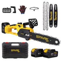 Moto Serra Elétrica 12 Polegadas 300mm 21V Portátil 2 Baterias 3000mAh 4800RPM Recarregável Spark BR Poda Jardim Arvores AMGMS03