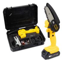 Moto Serra Mini Serra Elétrica A Bateria Bivolt Cor Amarelo 110v/220v