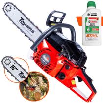Moto Serra Motosserra À Gasolina Toyama TCS53F-G2 TCS53FG2 49cc 2,8HP Robusta e de Alto Desempenho + ÓLEO STIHL 2T Motor Serra Ideal Para Carpintaria Profissional