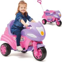 Moto Triciclo de Passeio e Pedal para Bebe Calesita Max Rosa