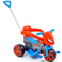 Motoca 2 em 1 Triciclo Infantil Alça Direcional Pedal Protetor Azul Vermelho Aranha