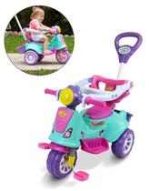 Motoca Bebe Andador Triciclo Motoquinha Infantil Menina 2 Em 1 pedal e empurrador Avespa Pink Maral