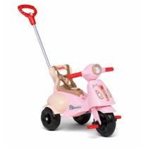 Motoca Infantil 2 em 1 Vespita Amalfi Com Haste Empurrador Passeio e Pedal Scooter Infantil Menina Carrinho Passeio Seguro Certificado INMETRO