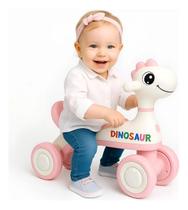 Motoca Infantil De Equilíbrio C/ Luz E Som Dino Rosa - HK Brinquedos