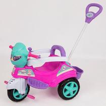 Motoca infantil Rosa para Menina Triciclo Passeio com Empurrador