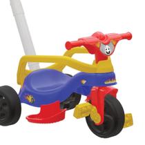 Motoca Infantil Triciclo Fast Azul com Empurrador e Proteção Pais e Filhos