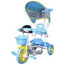 Motoca Passeio Triciclo Infantil com Capota e Haste Azul - BW003