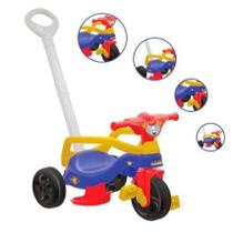 Motoca Triciclo Infantil Velotrol Menino Menina Com Protetor e Empurrador Puxador Removível e Pedal