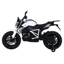 Motocicleta Elétrica Infantil 12V Branca Luz Led -Shiny Toys