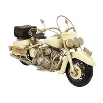 Motocicleta em miniatura creme em metal 32x19x14,5cm