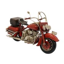 Motocicleta em miniatura vermelho em metal 16x27x9,5cm