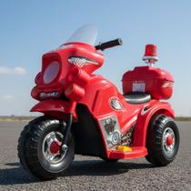 Motocicleta Moto Elétrica Infantil Luz Sirene Polícia E Baú