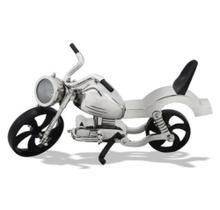 Motocicleta Moto Modelo Custom Decorativa em Metal Prateado Motocicleta Moto Modelo Custom Decorativa em Metal Prateado