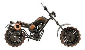 Motocicleta Moto Motoboy Decorativo Bronze 16x27x9 Cm