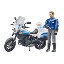 Motocicleta policial Toy Bruder bworld Scrambler Ducati com policial Motocicleta policial Toy Bruder bworld Scrambler Ducati com policial