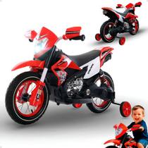 Motocicleta vermelha com rodas de apoio 6v7ah Motocicleta vermelha com rodas de apoio 6v7ah