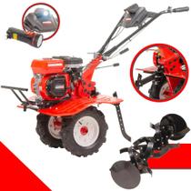 Motocultivador Kawashima MCG-780A À Gasolina 4 Tempos 212cc 7HP Tratorito Tipo Tobata Profissional C/ 24 Lâminas Cultivadoras Para Remexer e Afofar Solo e Areia + Rodas de Transporte + Lanterna de LED