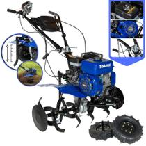 Motocultivador Micro Trator Tekna TK90R À Gasolina 212cc 7HP 4T Profissional Completo Com Guidão Ajustável, Câmbio 3 Marchas, 24 Lâminas Cultivadoras, Rodas Para Transporte e Farol de Iluminação