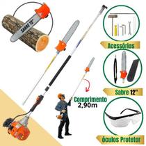 Motopodador De Altura Vulcan Vp3300 L p/ Galhos Altos Motor 2 Tempos a Gasolina com Extensão Atinge ate 4,90 Metros