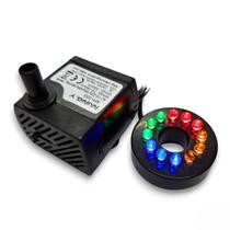 Motor Bomba Bombinha Submersa 5w 350l/h Fonte Aquário Com Luminária Luz 12 Leds