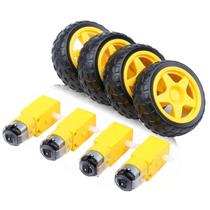 Motor DC de Eixo Duplo 3-6V 200RPM - Caixa de Engrenagem 1:48 com Kit de Roda e Pneu