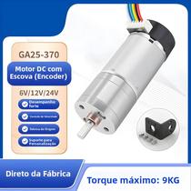 Motor DC Miniatura Com Engrenagens 6V 12V 24V Com Encoder, Rotação Reversível, Torque De 9 KG.CM Motor DC Miniatura Com Engrenagens 6V 12V 24V Com Encoder, Rotação Reversível, Torque De 9 KG.CM