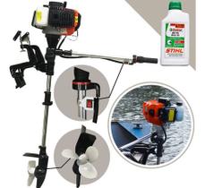 Motor De Popa A Gasolina P/ Barco 2,5hp 52cc + Oleo Stihl 2t