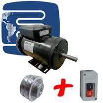 Motor Elétrico Monofásico 2cv Alta Rotação C/Polia e Chave