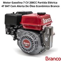 Motor Gasolina 7 CV 208CC Partida Elétrica 4T B4T Com Alerta De Óleo Econômico Branco