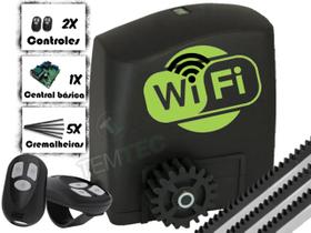 MOTOR PORTÃO DESLIZANTE RCG PL WIFI 300Kg INTELIGENTE 127V ou 220V + 2 CONTROLES + 3M DE CREMALHEIRAS