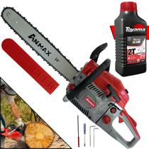 Motor Serra À Gasolina Anmax CS5800A 58cc 3HP 11.000rpm Com Sabre 20' Ponta Rolante Motosserra Profissional Robusta e Resistente Ideal Para Todos os Tipos de Trabalhos Pesados + ÓLEO TOYAMA 2 TEMPOS