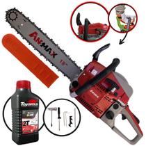 Motor Serra Anmax CS5200-B À Gasolina 2T 52cc 2,7HP 11.000rpm Alta Potência, Rotação e Performance Motosserra Com Sabre 18 Polegadas Ponta Rolante Ideal Para Todos os Tipos de Trabalhos + ÓLEO TOYAMA