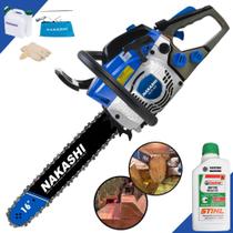 Motor Serra Moto Serra Motosserra Nakashi NCS-400 À Gasolina Motor 2T 40cc Sabre 16' Carcaça de Alumínio, Vela NGK, Sistema Antivibração Profissional + EXTRA 1 ÓLEO STIHL 8017 2 TEMPOS