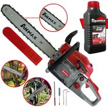 Motor Serra Motosserra Anmax CS5800A À Gasolina 2T 58cc 3HP 11.000rpm Alta Potência, Rotação e Performance Com Sabre 20 Polegadas Ponta Rolante Ideal Para Todos os Trabalhos + ÓLEO TOYAMA 2T EXTRA