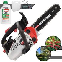 Motor Serra Profissional À Gasolina KCS-260P Plus Kawashima 25,4cc de Alta Potência, Rotação e Performance Motosserra Com Sabre 12 Polegadas e Corrente 22 Dentes + ÓLEO STIHL 8017 2 TEMPOS