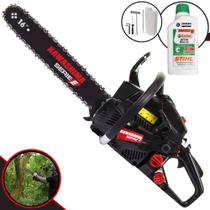 Motor Serra Profissional Kawashima KCS400E À Gasolina 37,2cc Motor 2T de Alta Potência, Rotação e Performance Motosserra Com Sabre 16' Carcaça de Alumínio e Sistema Antivibração + ÓLEO STIHL 8017 2T