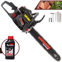 Motor Serra Profissional Kawashima KCS580E À Gasolina 54cc Motor 2T de Alta Potência, Rotação e Performance Motosserra Com Sabre 18' Carcaça de Alumínio e Sistema Antivibração + ÓLEO TOYAMA FG50 2T