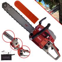 Motorsserra À Gasolina Anmax CS5200B 52cc 2,7HP 11.000rpm Motor 2 Tempos Motosserra Profissional Robusta e Resistente Sabre 18' Ponta Rolante Corrente 32 Dentes Para Desdobra de madeira