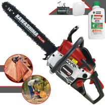 Motorsserra Kawashima KCS380P PLUS À Gasolina 2T 37,2cc Alta Rotação Com Sabre 16' Motosserra Profissional Com Carcaça de Alumínio e Sistema Antivibração + ÓLEO STIHL 2 TEMPOS