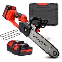 MotoSerra Elétrica Potente Polegadas 2 Baterias E 3 Correntes Portátil Recarregável Profissional Marca Motoserra