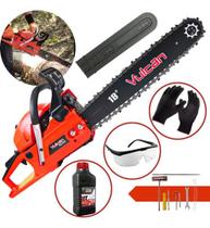 Motoserra Profissional P/ Poda De Galhos e Troncos Vulcan Vsl550 55cc + Óleo Toyama + Óculos e Luvas de Proteção